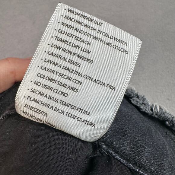 Kancan Shorts Black Women Plus Sz 18 Stonewashed Denim High Rise Raw Frayed Hem - Picture 5 of 7